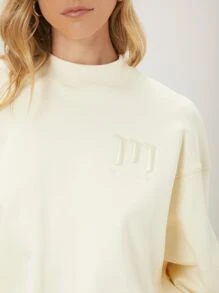 SHEIN EZwear Drop Shoulder Sweatshirt - Beige - View 9