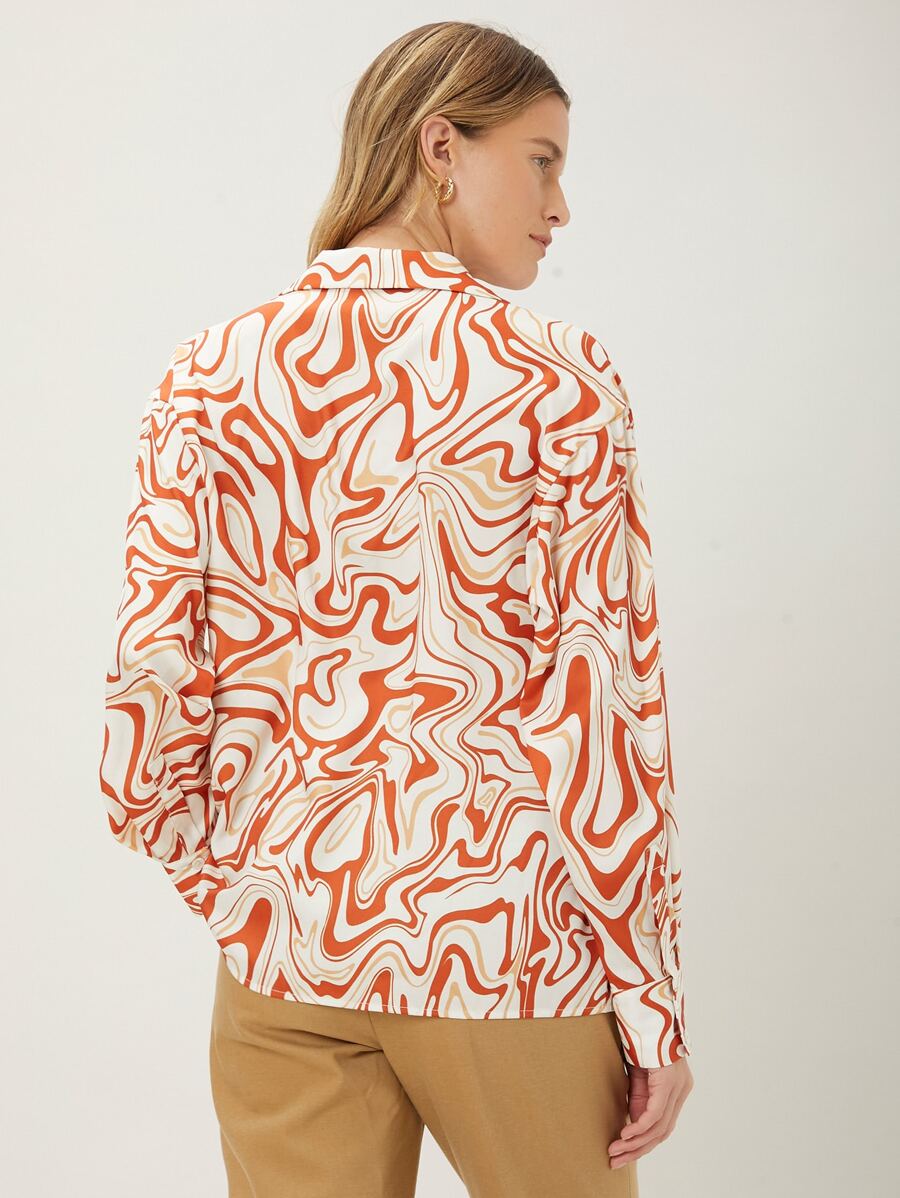 MOTF PREMIUM STRAIGHT FIT MARBLE PRINT BLOUSE - Multicolor - View 2