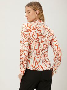 MOTF PREMIUM Camisa cruzada con estampado de mármol - Multicolor - Ver 2