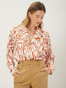 MOTF PREMIUM STRAIGHT FIT MARBLE PRINT BLOUSE - Multicolor - View 8