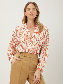 MOTF PREMIUM STRAIGHT FIT MARBLE PRINT BLOUSE - Multicolor - View 10
