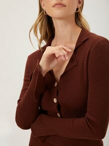 SHEIN Unity Women's Solid Color Long Sleeve Casual Slim Cardigan