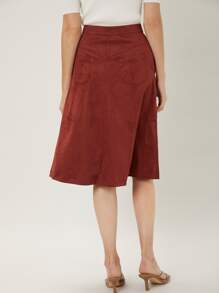 MOTF PREMIUM SUEDETTE A-LINE SKIRT - Rust Brown - View 2