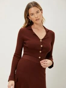 SHEIN Unity Women's Solid Color Long Sleeve Casual Slim Cardigan