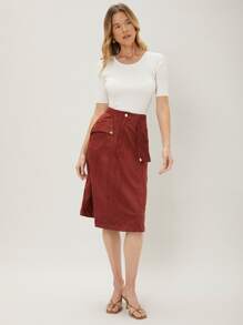 MOTF PREMIUM SUEDETTE A-LINE SKIRT - Rust Brown - View 5