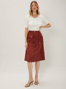 MOTF PREMIUM SUEDETTE A-LINE SKIRT - Rust Brown - View 6