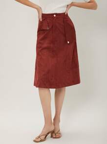 MOTF PREMIUM SUEDETTE A-LINE SKIRT - Rust Brown - View 7