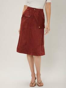 MOTF PREMIUM SUEDETTE A-LINE SKIRT - Rust Brown - View 8