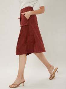 MOTF PREMIUM SUEDETTE A-LINE SKIRT - Rust Brown - View 10