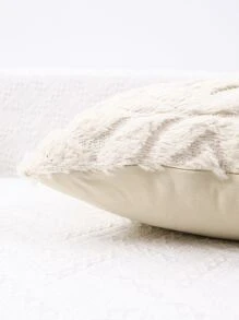 1pc Plush Pillow Cover Without Filler - Beige - View 3