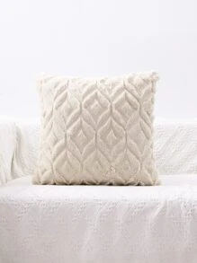 1pc Plush Pillow Cover Without Filler - Beige - View 4