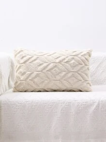 1pc Plush Pillow Cover Without Filler - Beige - View 5