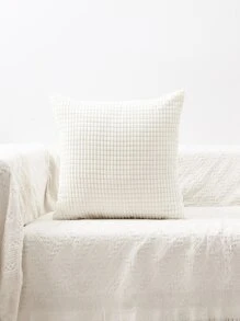 1pc Plain Pillow Cover Without Filler - White - View 4