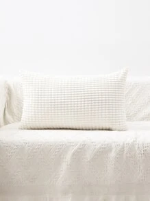 1pc Plain Pillow Cover Without Filler - White - View 5