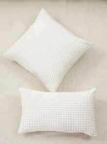 1pc Plain Pillow Cover Without Filler - White - View 7
