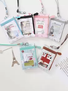 1pc In hoa ngẫu nhiên Bìa thẻ ID - Nhiều màu - Xem 3