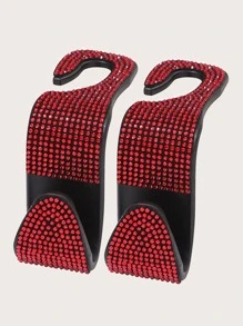 2 piezas Gancho con diseño de diamante de imitación de parte trasera de asiento de coche