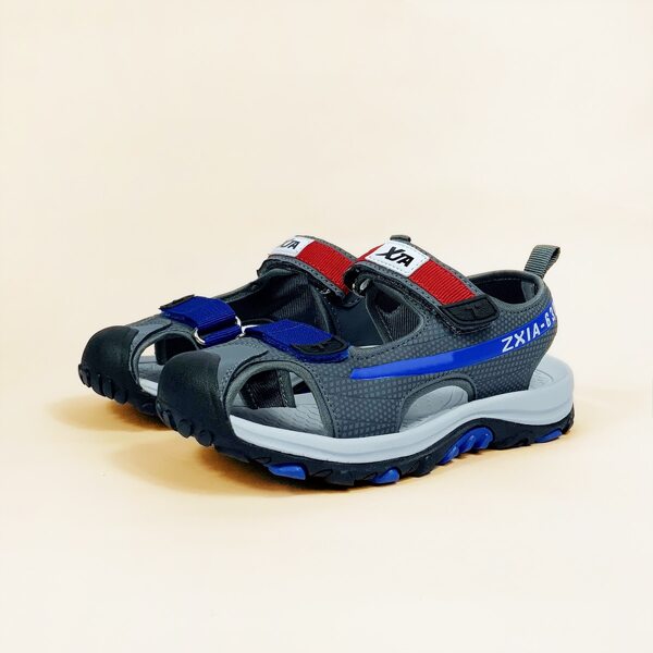 

Boys Letter Graphic Velcro Strap Sports Sandals, Grey