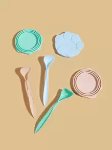 2 件/套随机颜色宠物罐盖盖子和勺子，爪印设计硅胶盖密封盖适用于大多数狗/猫罐头食品 - 彩色 - 查看 4