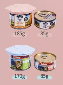 2 件/套随机颜色宠物罐盖盖子和勺子，爪印设计硅胶盖密封盖适用于大多数狗/猫罐头食品 - 彩色 - 查看 5