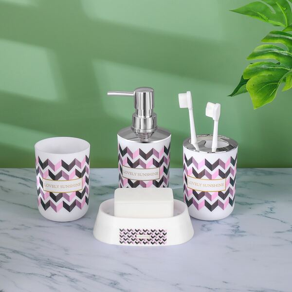 

4pcs Toothbrush Cup & Soap Dish Holder & Lotion Dispenser Set, Multicolor