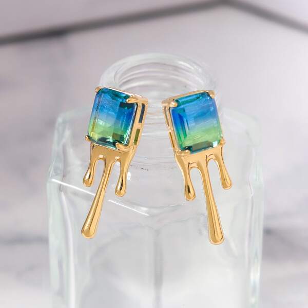 

Серьги с цирконом, Золотистый
