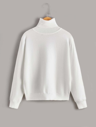 SHEIN Tween Boy Casual Versatile Solid Color Turtleneck Sweater, Autumn/Winter