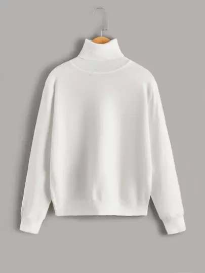 SHEIN Tween Boy Casual Versatile Solid Color Turtleneck Sweater, Autumn/Winter
