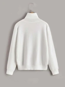 SHEIN Boys Solid High Neck Jumper - White - View 2