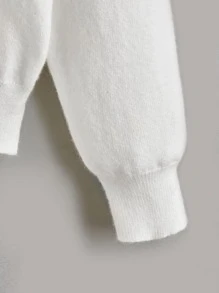 SHEIN Boys Solid High Neck Jumper - White - View 3