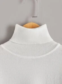 SHEIN Boys Solid High Neck Jumper - White - View 4