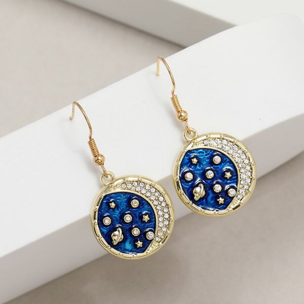 

Star Detail Rhinestone Decor Earrings, Multicolor