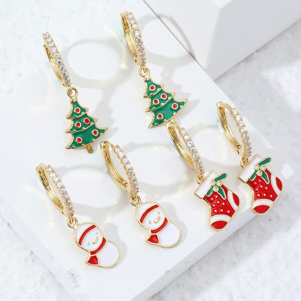 

3pairs Christmas Tree Drop Earrings, Gold