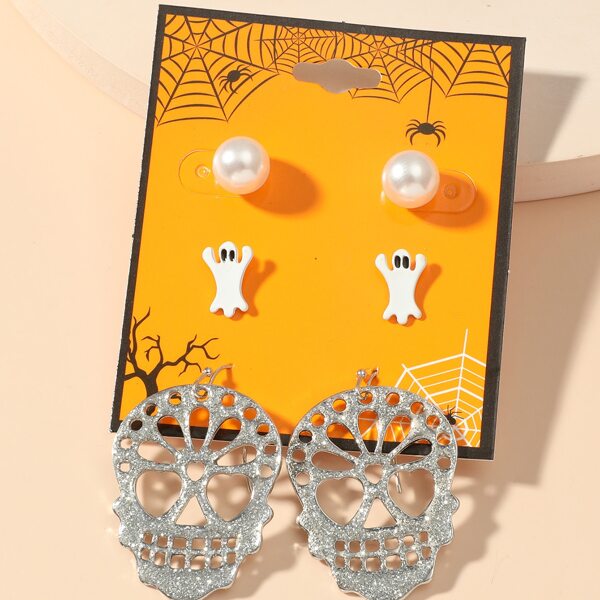 

Halloween Skull & Ghost Decor Earrings, Multicolor