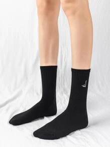 Embroidered Animal Socks - Black - View 3