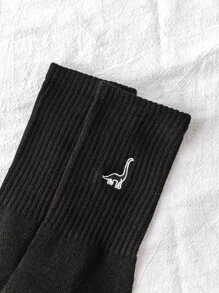 Embroidered Animal Socks - Black - View 5
