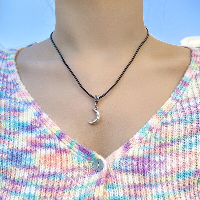 

Moon Decor Necklace, Silver