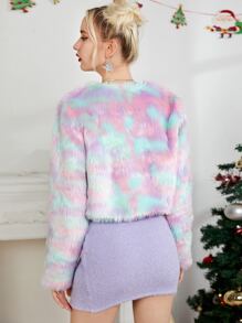 SHEIN Áo khoác giả lông nữ Khối Màu Hấp dẫn - Nhiều màu - Xem 3