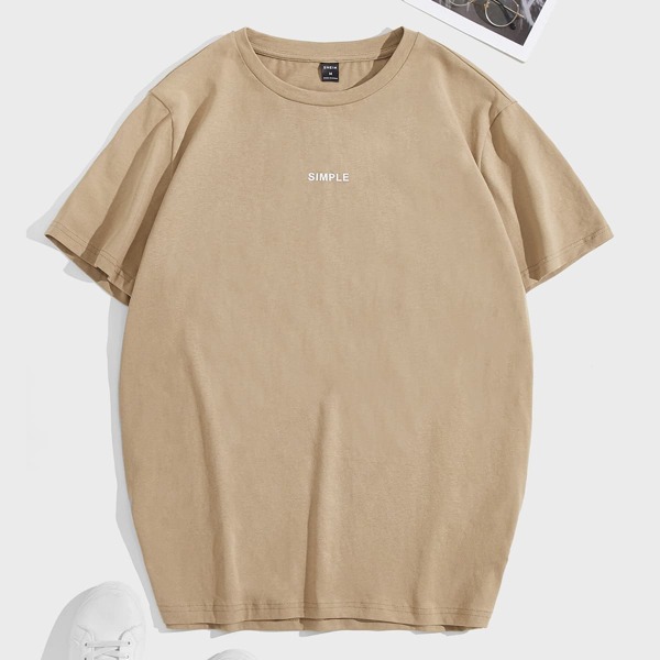 

Men Letter Graphic Tee, Khaki