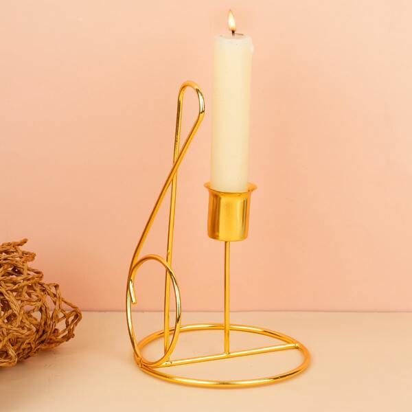 

1pc Metal Candle Holder, Gold