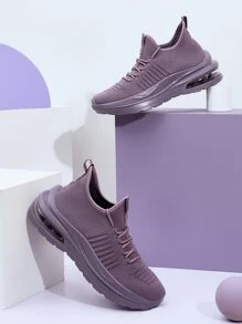 Cuccoo Knit Detail Lace-up Front Running Shoes - Purple - View 11
