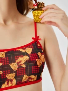 Cartoon Bear Mesh Lingerie Set - Multicolor - View 5