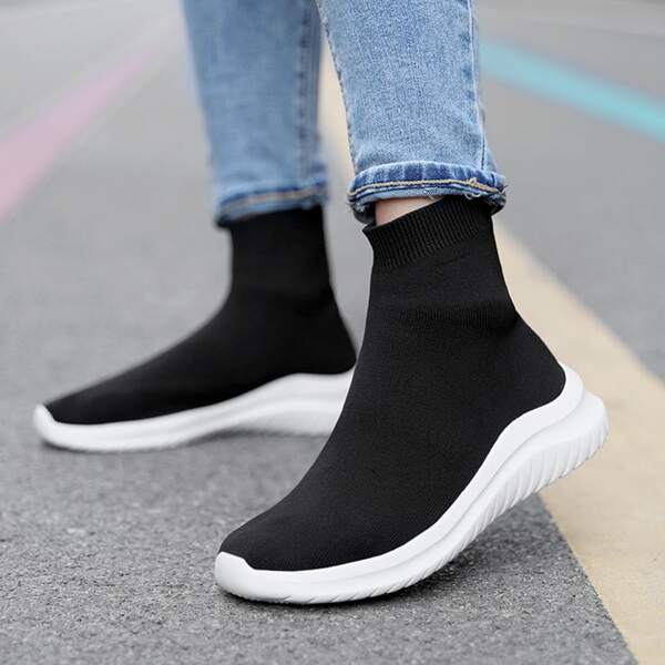 

Slip On Knit Sneakers, Black and white