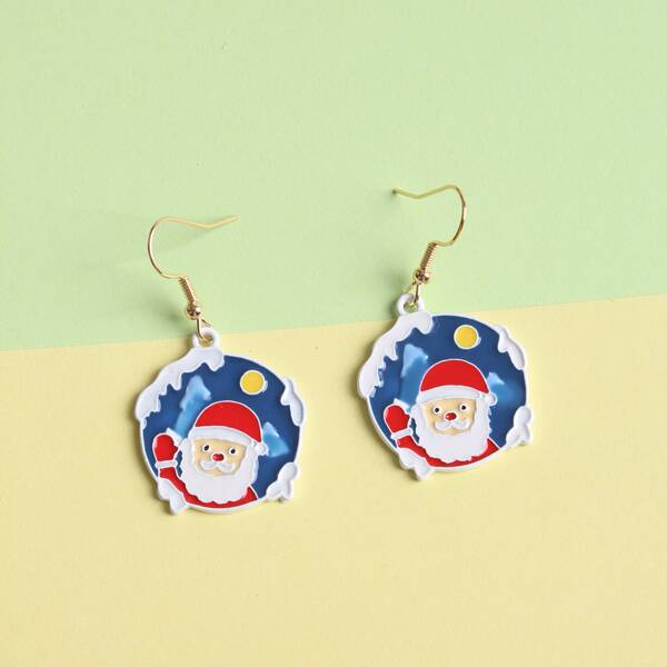 

Girls Christmas Santa Claus Pattern Earrings, Multicolor