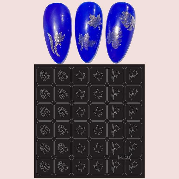 

1sheet Leaf Pattern Nail Art Template Plate, Black