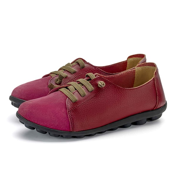 

Colorblock Lace Up Decor Flats, Red