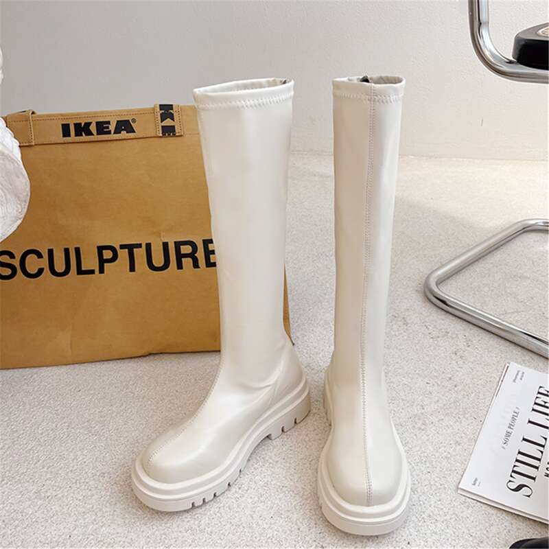 

Minimalist Zip Back Boots, Beige