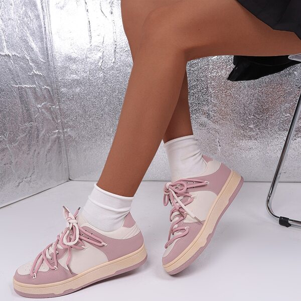 

Two Tone Breathable Skate Shoes, Pink