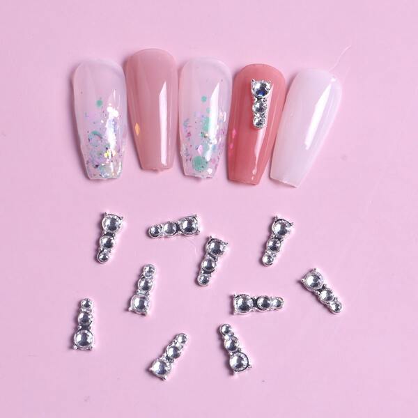 

10pcs Rhinestone Decor Nail Art Decoration, Silver