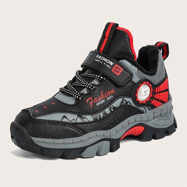 

Boys Colorblock Lace-up Front Velcro Strap Sneakers, Multicolor